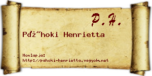 Páhoki Henrietta névjegykártya